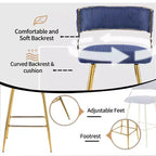 Tabouret de bar moderne Karl Home Cream, rembourrage épais, pieds en métal