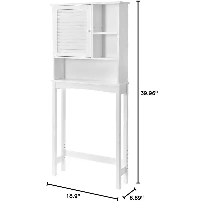 Organisateur de toilettes TROPOW avec étagère réglable, armoire autoportante avec porte à volet et espace de rangement ouvert pour salle de bain Blanc