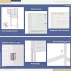 Organisateur de toilettes TROPOW avec étagère réglable, armoire autoportante avec porte à volet et espace de rangement ouvert pour salle de bain Blanc