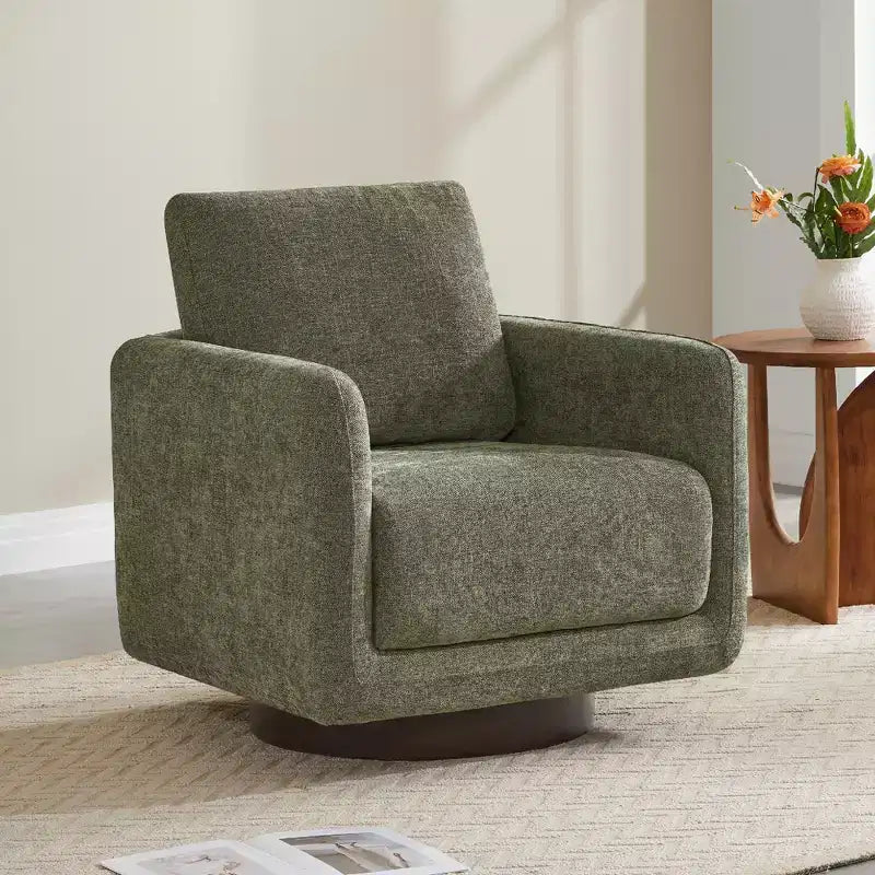Fauteuil d'appoint pivotant moderne Spruce&Spring avec coussin de dossier amovible