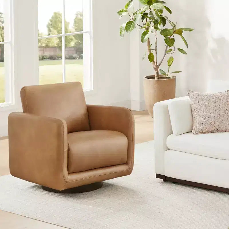 Fauteuil d'appoint pivotant moderne Spruce&Spring avec coussin de dossier amovible