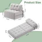 Canapé-lit pliable, canapé pliant au sol pour salon, fauteuil de couchage convertible avec oreiller matelas pliable soutien dorsal, beige