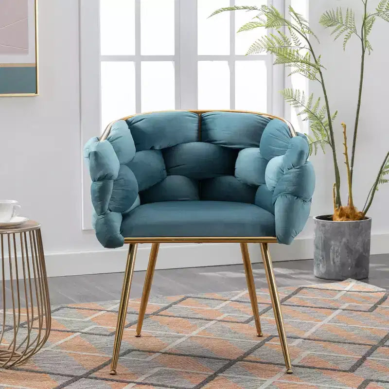 TROPOW Fauteuil d'appoint Moderne Confortable Velours Rembourré Fauteuil Tonneau Pieds en Métal Doublure Douce Canapé Simple Fauteuil de Maquillage