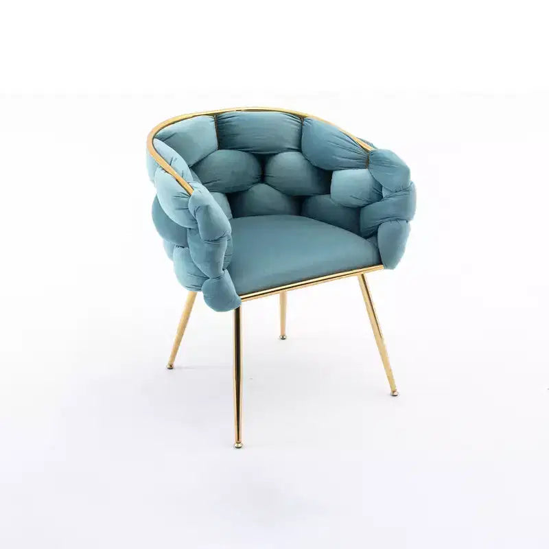 TROPOW Fauteuil d'appoint Moderne Confortable Velours Rembourré Fauteuil Tonneau Pieds en Métal Doublure Douce Canapé Simple Fauteuil de Maquillage
