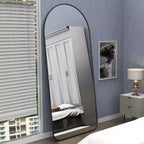 Miroir arqué pleine longueur en aluminium 7132, miroir de salon avec cadre en aluminium, grands miroirs sur pied pour la maison noir