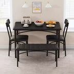 Ensemble de salle à manger 4 pièces avec table, banc et 2 chaises, dinette moderne peu encombrante