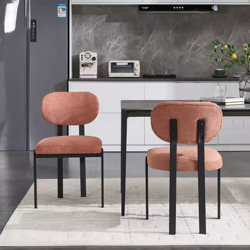 PexFix Lot de 2 chaises de salle à manger modernes Rembourrées Boucle Pieds en métal noir Orange Style Mid-Century pour cuisine ou d'appoint