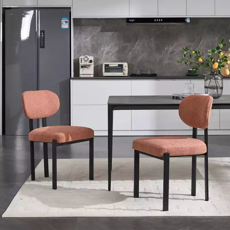 PexFix Lot de 2 chaises de salle à manger modernes Rembourrées Boucle Pieds en métal noir Orange Style Mid-Century pour cuisine ou d'appoint