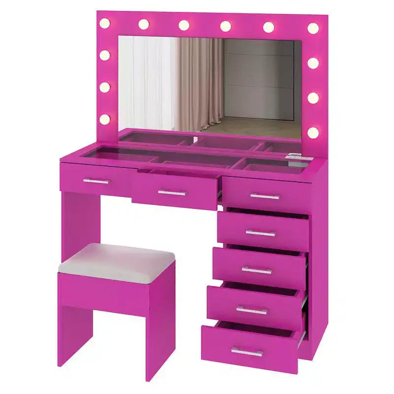 Ensemble coiffeuse rose