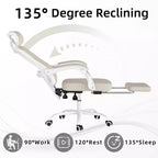 MAYEERTY Chaise de Bureau Ergonomique en Maille - Avec Appui-tête, Support Lombaire et Repose-pieds pour Bureau à Domicile et Étude (Kaki)