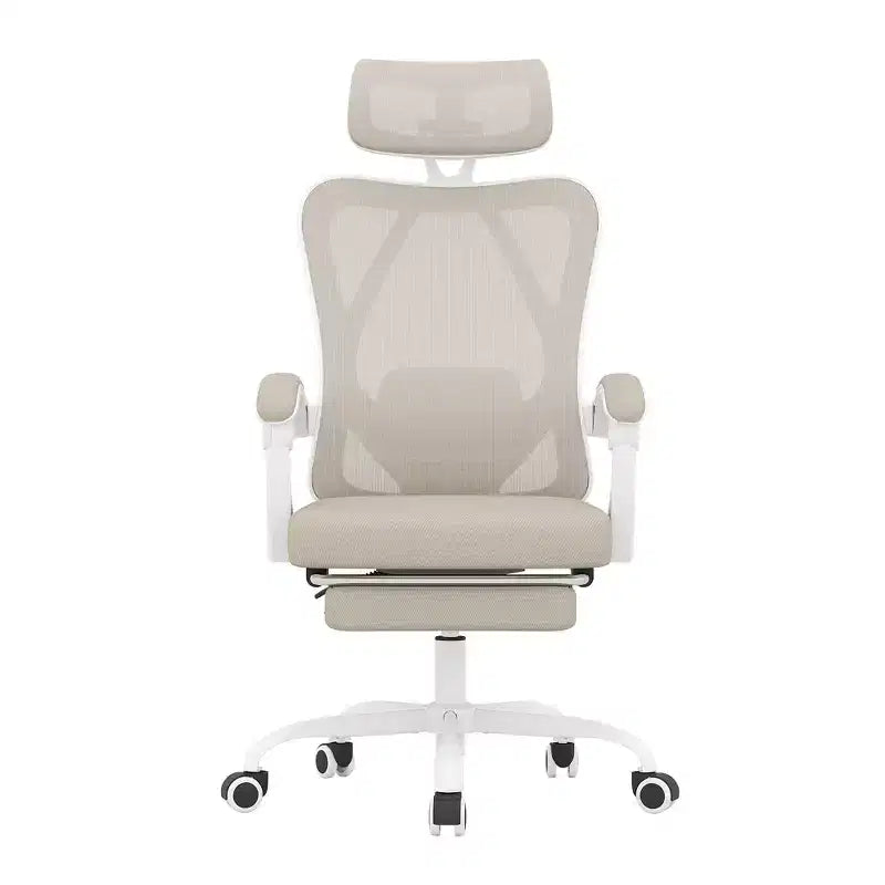MAYEERTY Chaise de Bureau Ergonomique en Maille - Avec Appui-tête, Support Lombaire et Repose-pieds pour Bureau à Domicile et Étude (Kaki)