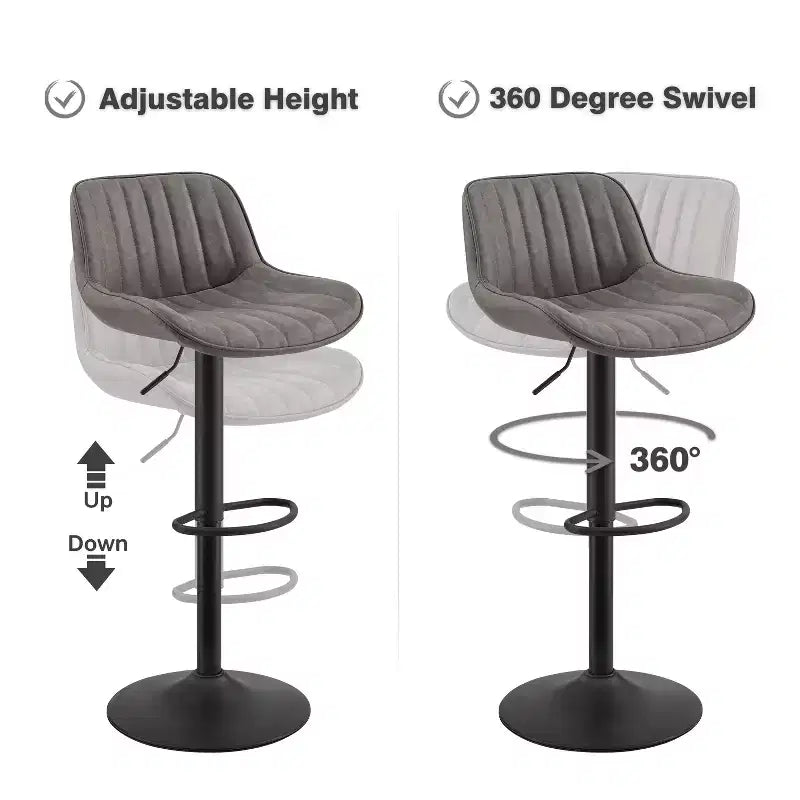Lot de 4 tabourets de bar Art Leon en similicuir, pivotants et réglables en hauteur