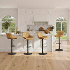 Lot de 4 tabourets de bar Art Leon en similicuir, pivotants et réglables en hauteur