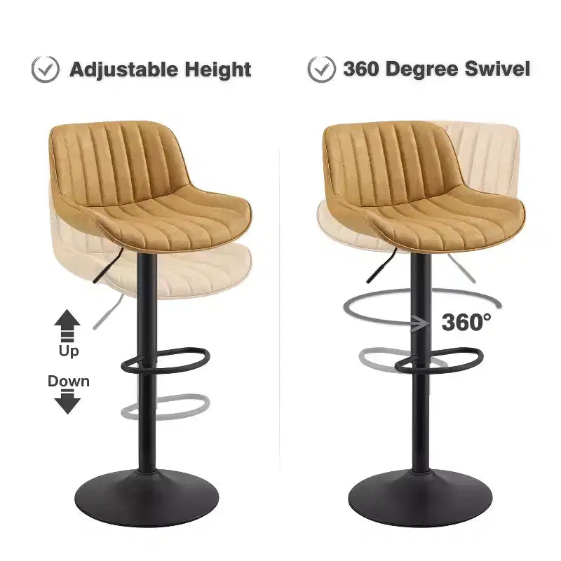 Lot de 4 tabourets de bar Art Leon en similicuir, pivotants et réglables en hauteur