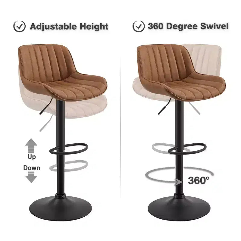 Lot de 4 tabourets de bar Art Leon en similicuir, pivotants et réglables en hauteur