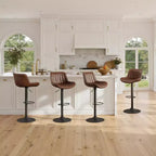 Lot de 4 tabourets de bar Art Leon en similicuir, pivotants et réglables en hauteur