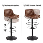 Lot de 4 tabourets de bar Art Leon en similicuir, pivotants et réglables en hauteur