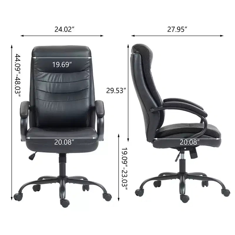 Chaise de bureau pivotante ergonomique moderne Okak avec dossier haut et accoudoirs, réglable pour bureau, étude et coiffeuse