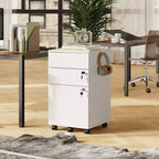 DEXYLLO Caisson de bureau roulant à 3 tiroirs avec serrure, meuble de rangement en bois sous le bureau pour la maison ou le bureau, convient aux documents de format Lettre/Légal/A4