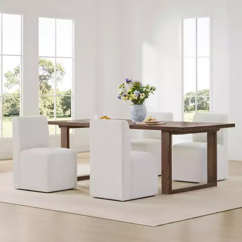 Chaises de salle à manger roulantes rembourrées Spruce&Spring avec roulettes, lot de 2