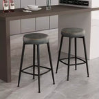 Lot de 2 tabourets de bar Dyonery, hauteur 66,8 cm, tabourets de bar pivotants de hauteur comptoir du milieu du siècle avec dossier, base en métal, similicuir - vert