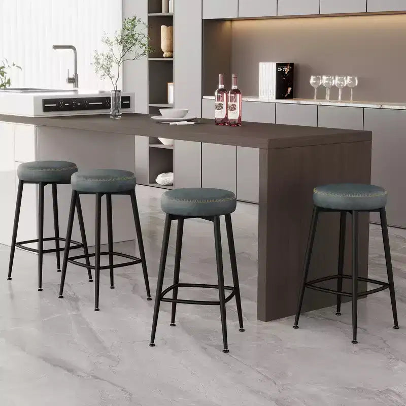 Lot de 2 tabourets de bar Dyonery, hauteur 66,8 cm, tabourets de bar pivotants de hauteur comptoir du milieu du siècle avec dossier, base en métal, similicuir - vert