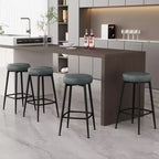 Lot de 2 tabourets de bar Dyonery, hauteur 66,8 cm, tabourets de bar pivotants de hauteur comptoir du milieu du siècle avec dossier, base en métal, similicuir - vert