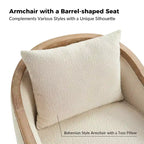 Fauteuil Gordon Farmhouse en rotin et bois massif avec bordure en bois massif|ART OF LIVING DESIGNS-IVORY
