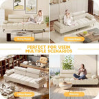 Canapé-lit futon Acekool 86'', convertible 3 places avec dossier et appuie-tête réglables, en similicuir, pour salon, canapé