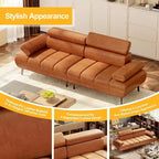 Canapé-lit futon Acekool 86'', convertible 3 places avec dossier et appuie-tête réglables, en similicuir, pour salon, canapé