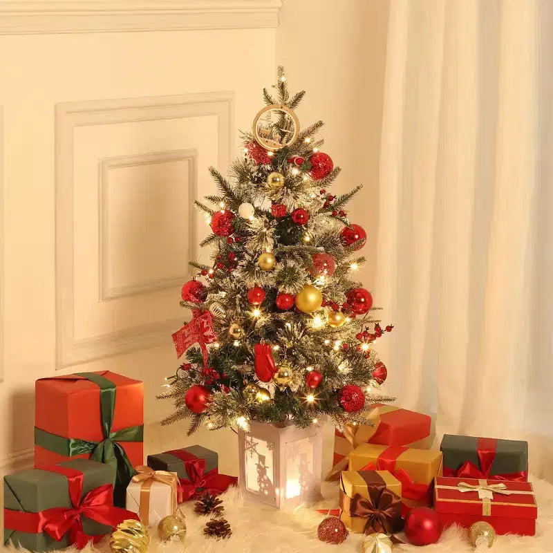 Sapin de table floqué Acekool 90 cm : ambiance saisonnière instantanée avec éclairage sans fil