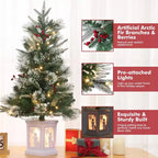 Sapin de table floqué Acekool 90 cm : ambiance saisonnière instantanée avec éclairage sans fil