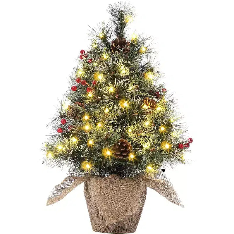 Sapin de table floqué Acekool 90 cm : ambiance saisonnière instantanée avec éclairage sans fil