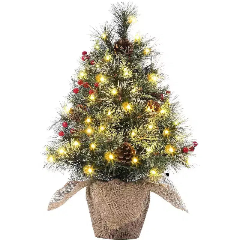 Sapin de table floqué Acekool 90 cm : ambiance saisonnière instantanée avec éclairage sans fil