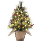 Sapin de table floqué Acekool 90 cm : ambiance saisonnière instantanée avec éclairage sans fil