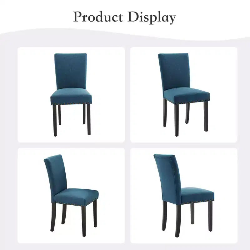 Lot de 2 chaises de salle à manger modernes, chaises de cuisine en tissu rembourré avec garniture cloutée, chaises de salle à manger confortables pour petit appartement, maison
