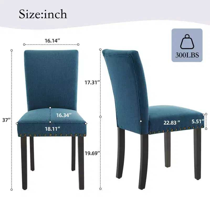 Lot de 2 chaises de salle à manger modernes, chaises de cuisine en tissu rembourré avec garniture cloutée, chaises de salle à manger confortables pour petit appartement, maison