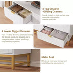 Commode à 7 tiroirs de 136 cm avec pieds en métal, organiseur de rangement moderne pour chambre à coucher, salon, entrée