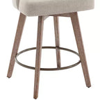 Lot de 4 tabourets de bar pivotants Bekrvio de 66 cm avec dossiers et pieds en bois, tabourets de bar rembourrés en tissu lin/cuir PU pour îlot de cuisine