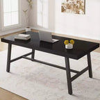71 Table de salle à manger pour 6 à 10 personnes, table de cuisine rectangulaire de style ferme moderne, avec pieds réglables et cadre en métal robuste, pour salle à manger, salon, sans chaise
