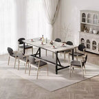 Table de salle à manger pour 6-8 personnes, table de cuisine robuste de 180 cm, table de salle à manger rectangulaire de style ferme avec pieds métalliques solides, pour grande famille, appartement, coin repas