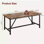 Table de salle à manger pour 6-8 personnes, table de cuisine robuste de 180 cm, table de salle à manger rectangulaire de style ferme avec pieds métalliques solides, pour grande famille, appartement, coin repas