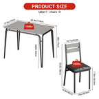 Table de salle à manger pour 4, petit ensemble table et chaises pour 4, ensemble dinette carré avec 4 chaises, ensembles de 5 pièces pour cuisine et salle à manger pour petit espace, appartement
