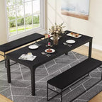 Grande table de collaboration rectangulaire en bois Okak Farmhouse, longue table de salle à manger moderne pour salle à manger, coin petit-déjeuner
