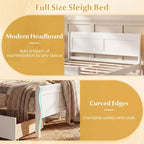 Cadre de lit double Costway avec 2 tiroirs de rangement Lit plateforme en bois avec tête de lit Beige/Blanc