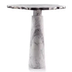 HomeRoots 22 Table d'appoint piédestal en aluminium et marbre argent et blanc