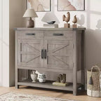 Table d'entrée de ferme avec armoire à 2 portes et 2 tiroirs, console en bois avec rangement, meuble bar à café, buffet pour la maison