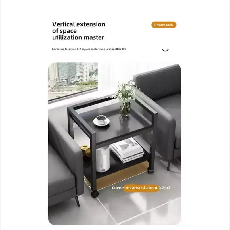 Pied de tour d'ordinateurSupport d'imprimante grand formatChariot de support en métal sous le bureau avec roues pivotantes à 360°, table d'imprimante mobile pour la maison et le bureau