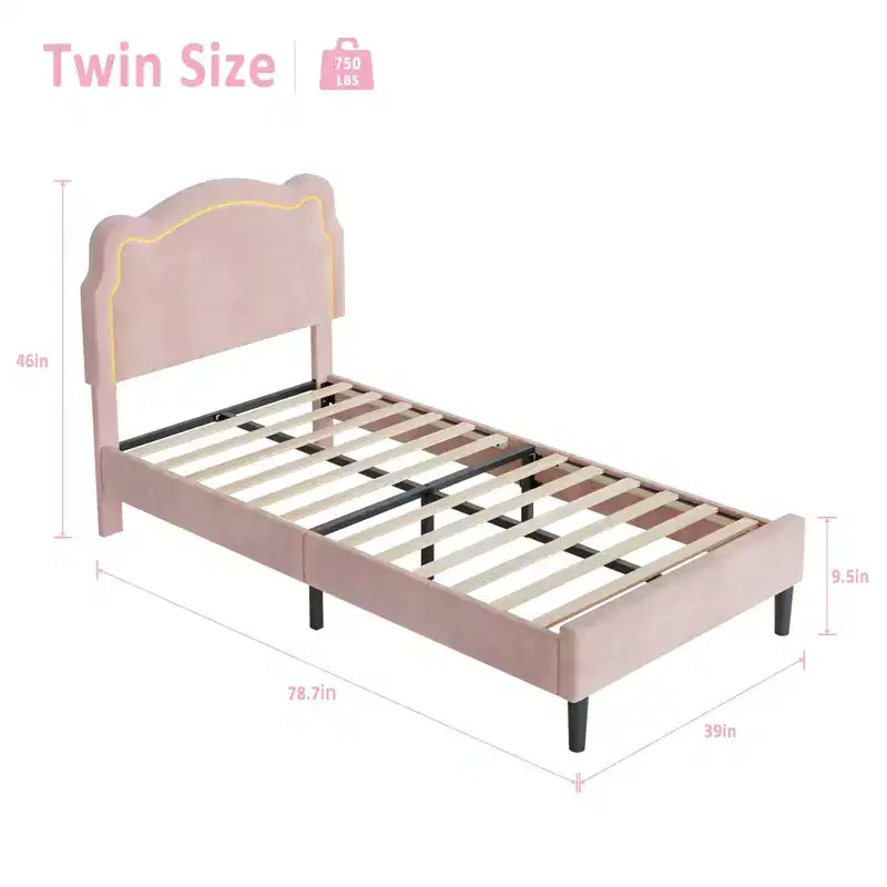 Cadre de lit double en velours COZONY avec tête de lit réglable, lit plateforme de princesse avec lattes en bois, aucun sommier tapissier requis