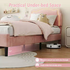 Cadre de lit double en velours COZONY avec tête de lit réglable, lit plateforme de princesse avec lattes en bois, aucun sommier tapissier requis